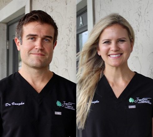 Dr. Shane Vaughn and  Dr. Amiee Vaughn smiling