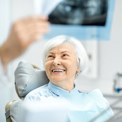 Woman smiling in dental chair