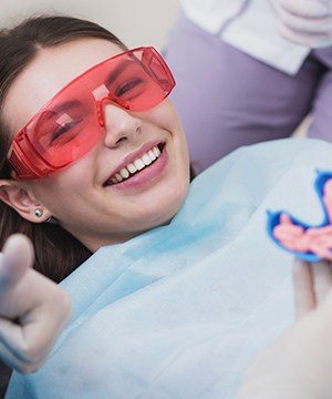 Patient receiving fluoride treatment