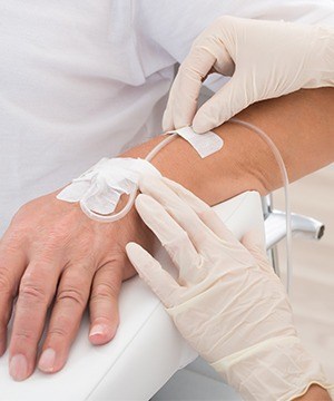 Patient's hand with IV in place