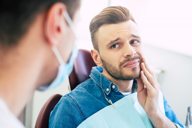 Patient looking concerned at dental appointment