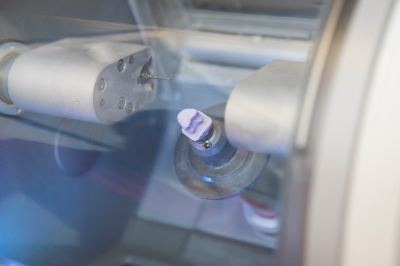 a CEREC dental crown being crafted
